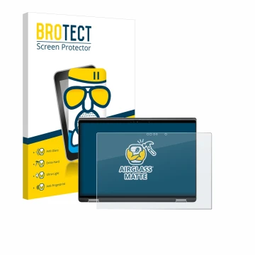 Face avant d’un emballage produit avec le logo de la marque BROTECT. À côté, l’appareil Dell Latitude 7440 2-in-1 est représen