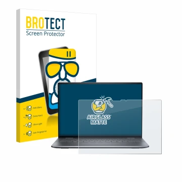 Face avant d’un emballage produit avec le logo de la marque BROTECT. À côté, l’appareil Dell Latitude 9450 2-in-1 est représen