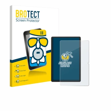 Face avant d’un emballage produit avec le logo de la marque BROTECT. À côté, l’appareil Blackview Tab 16 Pro est représenté av
