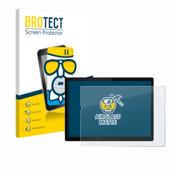 Face avant d’un emballage produit avec le logo de la marque BROTECT. À côté, l’appareil Lenovo ThinkPad X12 Detachable Gen 2 e