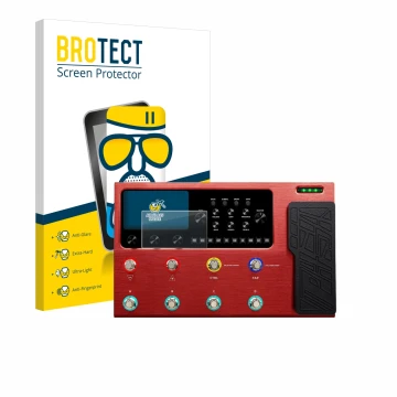 Face avant d’un emballage produit avec le logo de la marque BROTECT. À côté, l’appareil Valeton GP-200R est représenté avec la