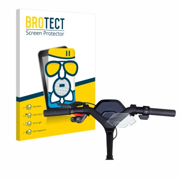 Face avant d’un emballage produit avec le logo de la marque BROTECT. À côté, l’appareil Segway Ninebot P65D est représenté ave