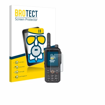 Face avant d’un emballage produit avec le logo de la marque BROTECT. À côté, l’appareil Inrico T320 est représenté avec la pro