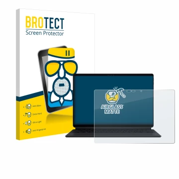 Face avant d’un emballage produit avec le logo de la marque BROTECT. À côté, l’appareil ASUS ProArt PZ13 est représenté avec l