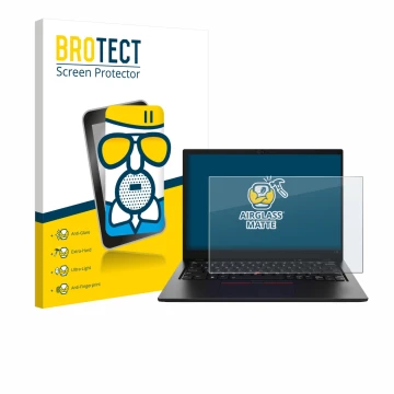 Face avant d’un emballage produit avec le logo de la marque BROTECT. À côté, l’appareil Lenovo ThinkPad L13 Gen 5 est représen