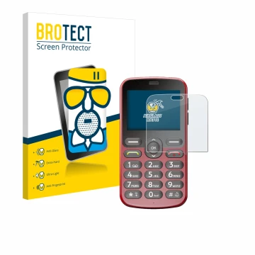 Face avant d’un emballage produit avec le logo de la marque BROTECT. À côté, l’appareil Doro 1880 est représenté avec la prote