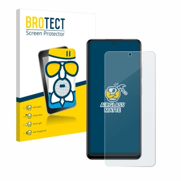 Face avant d’un emballage produit avec le logo de la marque BROTECT. À côté, l’appareil realme 12 4G est représenté avec la pr