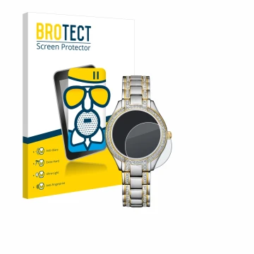 Face avant d’un emballage produit avec le logo de la marque BROTECT. À côté, l’appareil Citizen Eco Drive FE1234-50L est repré