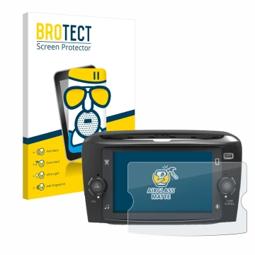 Face avant d’un emballage produit avec le logo de la marque BROTECT. À côté, l’appareil Lancia Ypsilon 7