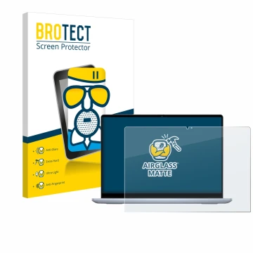 Face avant d’un emballage produit avec le logo de la marque BROTECT. À côté, l’appareil Dell Inspiron 14 7440 2-in-1 est repré