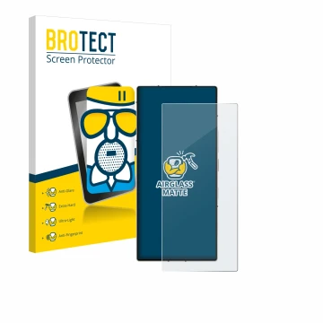 Face avant d’un emballage produit avec le logo de la marque BROTECT. À côté, l’appareil ZTE Nubia Z60 Ultra est représenté ave