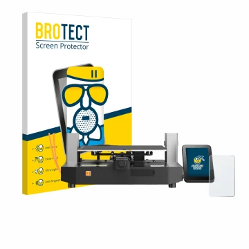 Face avant d’un emballage produit avec le logo de la marque BROTECT. À côté, l’appareil Anycubic Kobra 3 est représenté avec l