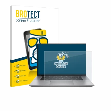 Face avant d’un emballage produit avec le logo de la marque BROTECT. À côté, l’appareil HP Zbook Studio 16 G11 est représenté 