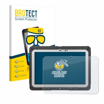 Face avant d’un emballage produit avec le logo de la marque BROTECT. À côté, l’appareil Panasonic Toughbook CF-20 MK2 est repr