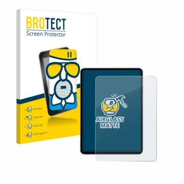 Face avant d’un emballage produit avec le logo de la marque BROTECT. À côté, l’appareil OnePlus Pad 2 (portrait) est représent