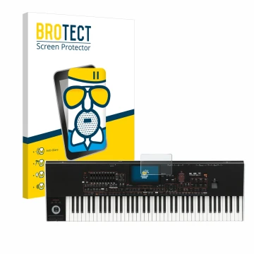 Face avant d’un emballage produit avec le logo de la marque BROTECT. À côté, l’appareil KORG Pa4x est représenté avec la prote