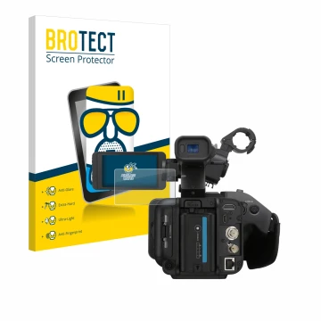 Face avant d’un emballage produit avec le logo de la marque BROTECT. À côté, l’appareil Sony PXW-Z200 est représenté avec la p