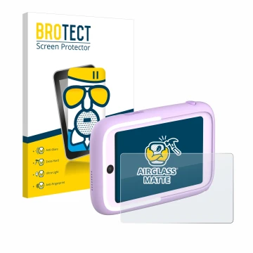 Face avant d’un emballage produit avec le logo de la marque BROTECT. À côté, l’appareil Myfirst Camera 50 est représenté avec 