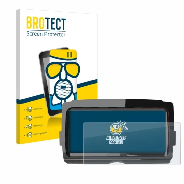 Face avant d’un emballage produit avec le logo de la marque BROTECT. À côté, l’appareil Harley Davidson Soundstream V2 est rep
