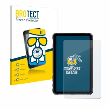 Face avant d’un emballage produit avec le logo de la marque BROTECT. À côté, l’appareil Doogee R10 est représenté avec la prot