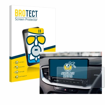 Face avant d’un emballage produit avec le logo de la marque BROTECT. À côté, l’appareil Kia XCeed 2024 est représenté avec la 