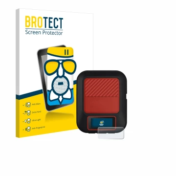 Face avant d’un emballage produit avec le logo de la marque BROTECT. À côté, l’appareil Garmin inReach Messenger Plus est repr