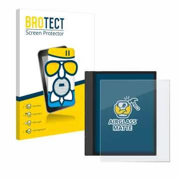 Face avant d’un emballage produit avec le logo de la marque BROTECT. À côté, l’appareil Boox Note Air 4 C est représenté avec 