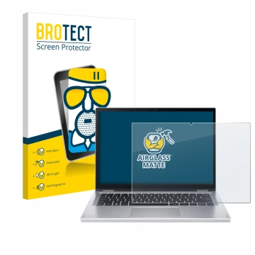 Face avant d’un emballage produit avec le logo de la marque BROTECT. À côté, l’appareil Acer Aspire 3 Spin A3SP14 est représen