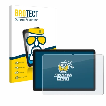 Face avant d’un emballage produit avec le logo de la marque BROTECT. À côté, l’appareil Feonal D106 10.1