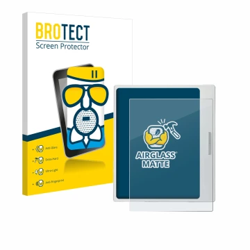 Face avant d’un emballage produit avec le logo de la marque BROTECT. À côté, l’appareil Boox Go Color 7 White Edition est repr