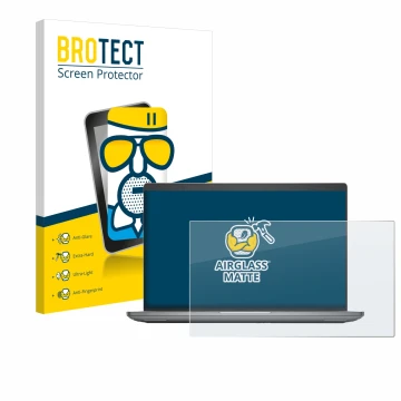 Face avant d’un emballage produit avec le logo de la marque BROTECT. À côté, l’appareil Dell Precision 3591 Workstation est re