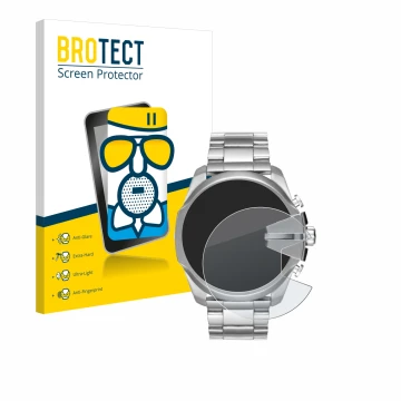 Face avant d’un emballage produit avec le logo de la marque BROTECT. À côté, l’appareil Diesel Mega Chief DZ4417 est représent