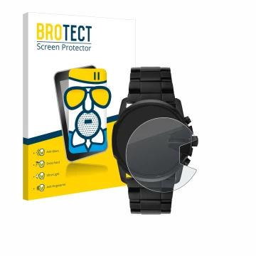 Face avant d’un emballage produit avec le logo de la marque BROTECT. À côté, l’appareil Diesel Master Chief DZ4180 est représe