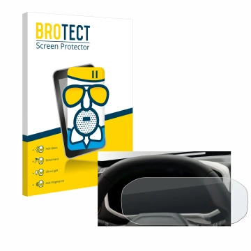 Face avant d’un emballage produit avec le logo de la marque BROTECT. À côté, l’appareil Dacia Duster Tacho (2024) est représen