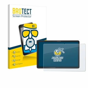 Face avant d’un emballage produit avec le logo de la marque BROTECT. À côté, l’appareil Lenovo Chromebook Duet 11M889 est repr