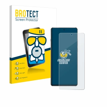 Face avant d’un emballage produit avec le logo de la marque BROTECT. À côté, l’appareil OnePlus 13R est représenté avec la pro