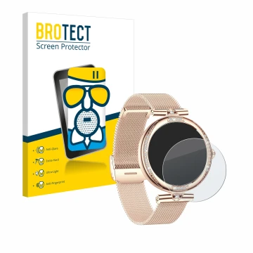 Face avant d’un emballage produit avec le logo de la marque BROTECT. À côté, l’appareil Bekomiya Smartwatch 1.19
