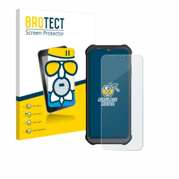 Face avant d’un emballage produit avec le logo de la marque BROTECT. À côté, l’appareil Sonim XP400 est représenté avec la pro