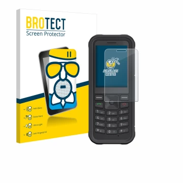 Face avant d’un emballage produit avec le logo de la marque BROTECT. À côté, l’appareil Sonim XP100 est représenté avec la pro
