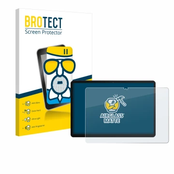 Face avant d’un emballage produit avec le logo de la marque BROTECT. À côté, l’appareil Chuwi Hi10 X1 est représenté avec la p