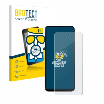 Face avant d’un emballage produit avec le logo de la marque BROTECT. À côté, l’appareil Motorola Moto G15 Power est représenté