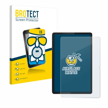 Face avant d’un emballage produit avec le logo de la marque BROTECT. À côté, l’appareil Lenovo Tab 2025 10.1