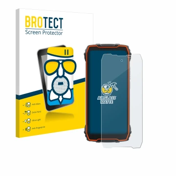 Face avant d’un emballage produit avec le logo de la marque BROTECT. À côté, l’appareil Blackview Oscal Pilot 1 est représenté