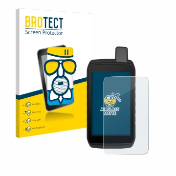 Face avant d’un emballage produit avec le logo de la marque BROTECT. À côté, l’appareil Garmin Montana 710 est représenté avec