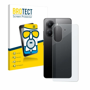 Face avant d’un emballage produit avec le logo de la marque BROTECT. À côté, l’appareil Xiaomi Poco X7 Pro (Arrière) est repré