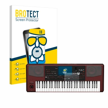 Face avant d’un emballage produit avec le logo de la marque BROTECT. À côté, l’appareil KORG Pa700 est représenté avec la prot