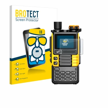 Face avant d’un emballage produit avec le logo de la marque BROTECT. À côté, l’appareil Quansheng UV-K5 (99) est représenté av