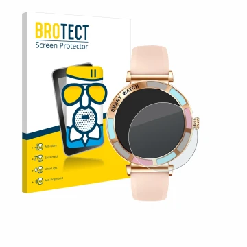 Face avant d’un emballage produit avec le logo de la marque BROTECT. À côté, l’appareil Braidol Smartwatch 1.27