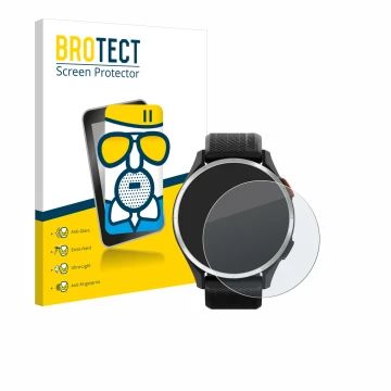 Face avant d’un emballage produit avec le logo de la marque BROTECT. À côté, l’appareil Garmin Approach S44 est représenté ave