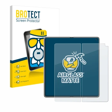 Face avant d’un emballage produit avec le logo de la marque BROTECT. À côté, l’appareil Huawei Mate X6 (Affichage interne) est